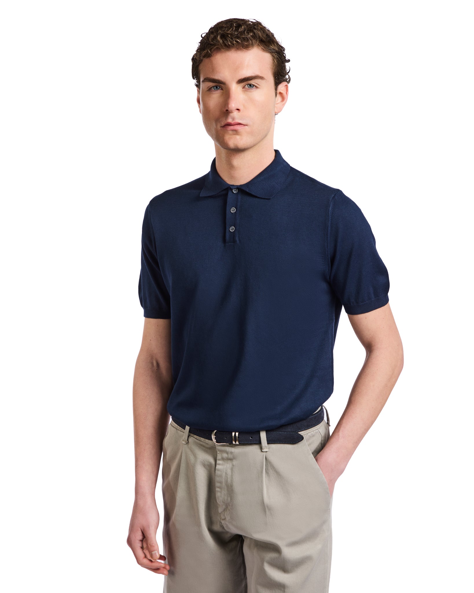 Polo Roger in maglia blu