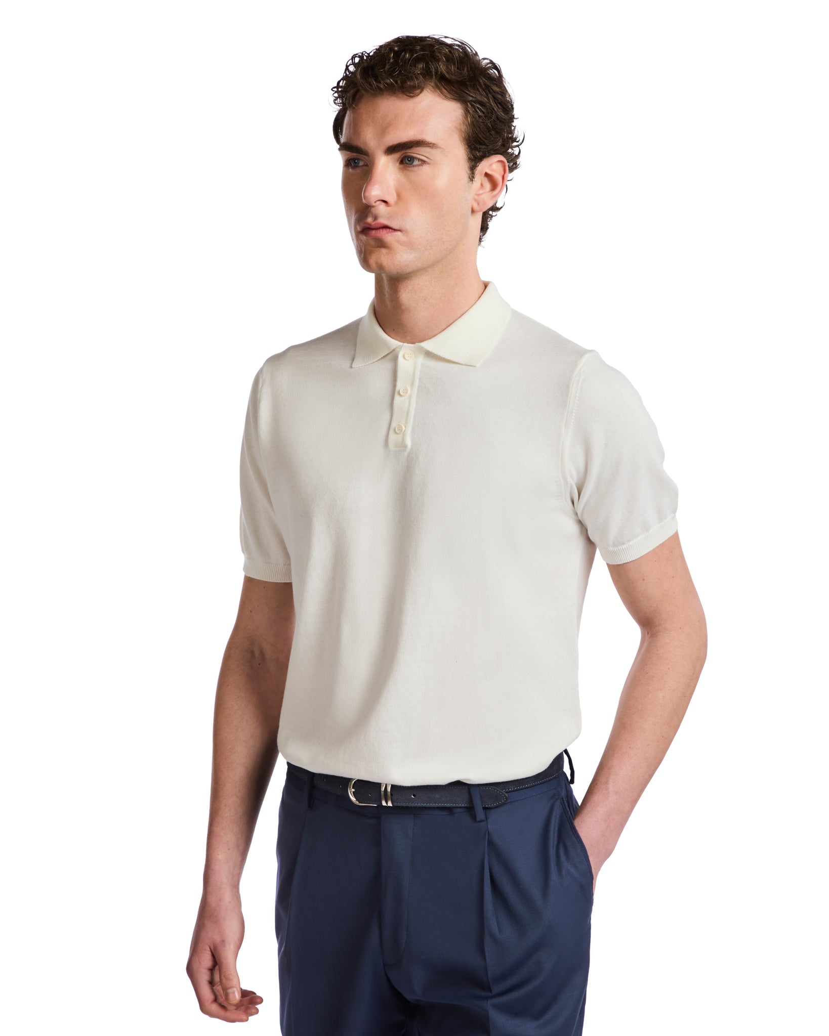 Polo Roger in maglia panna