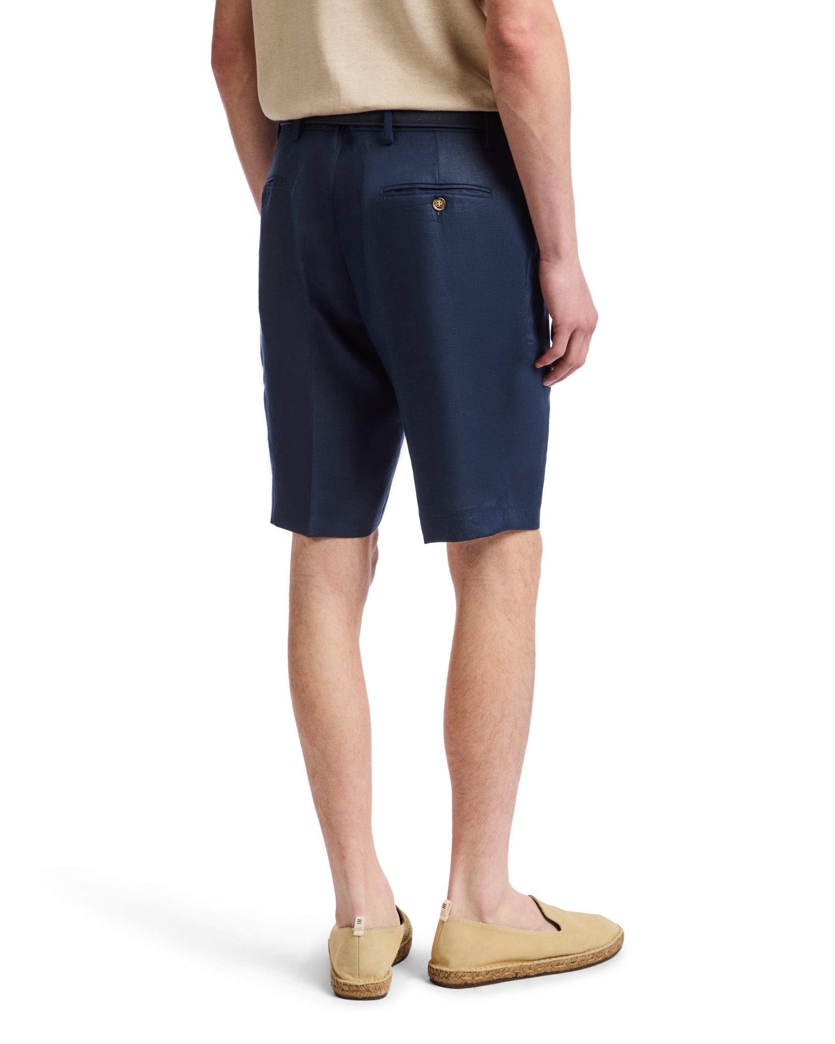 Bermuda Rowan vita alta con pinces blu