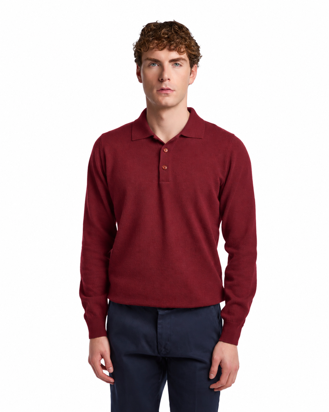 Polo Rovigo in lana Tollegno bordeaux