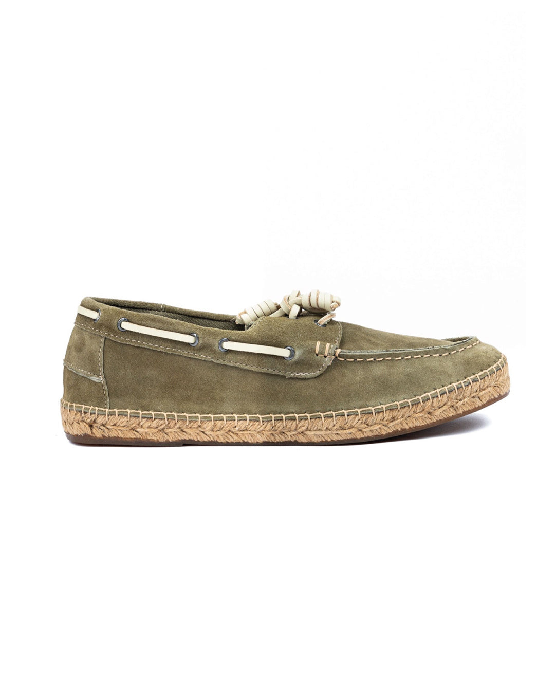 Pompeii - green suede boat with rope bottom