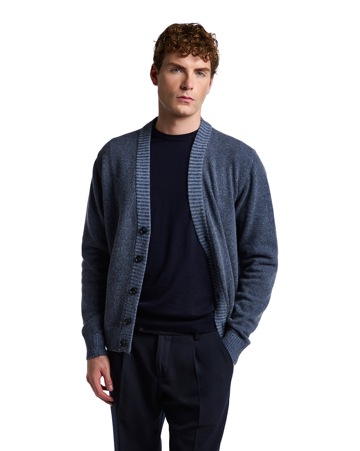 Cardigan Vanisè in bouclé blu