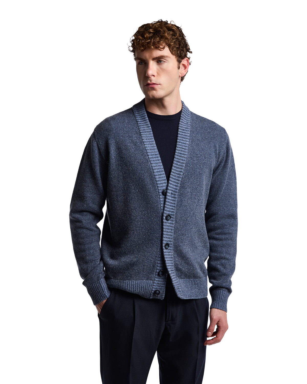 Cardigan Vanisè in bouclé blu