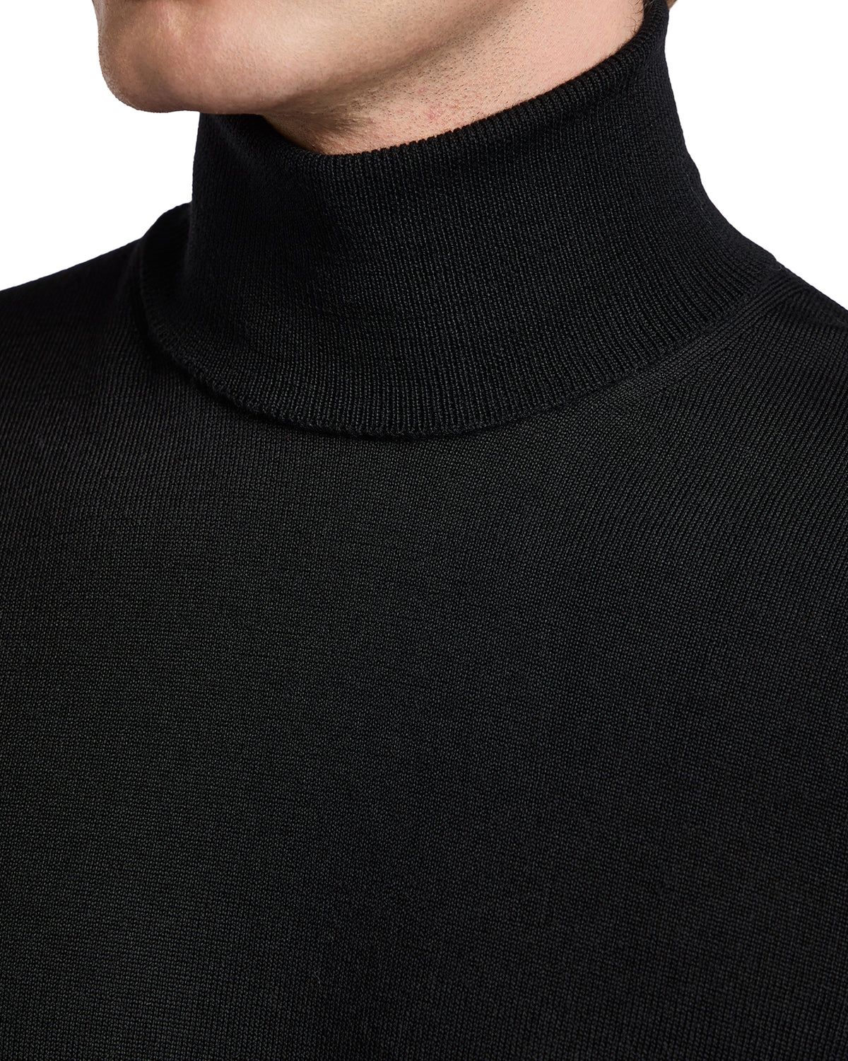 Jersey de cuello alto de lana Tollegno negro de Vietri