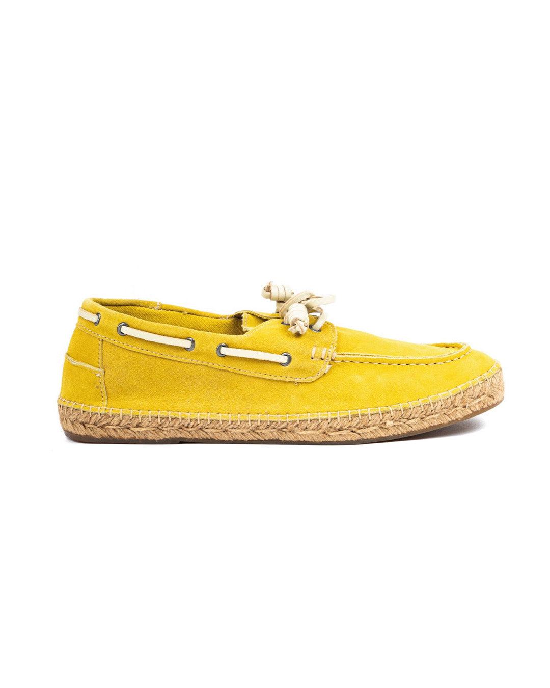 Pompeii - yellow suede boat with rope bottom