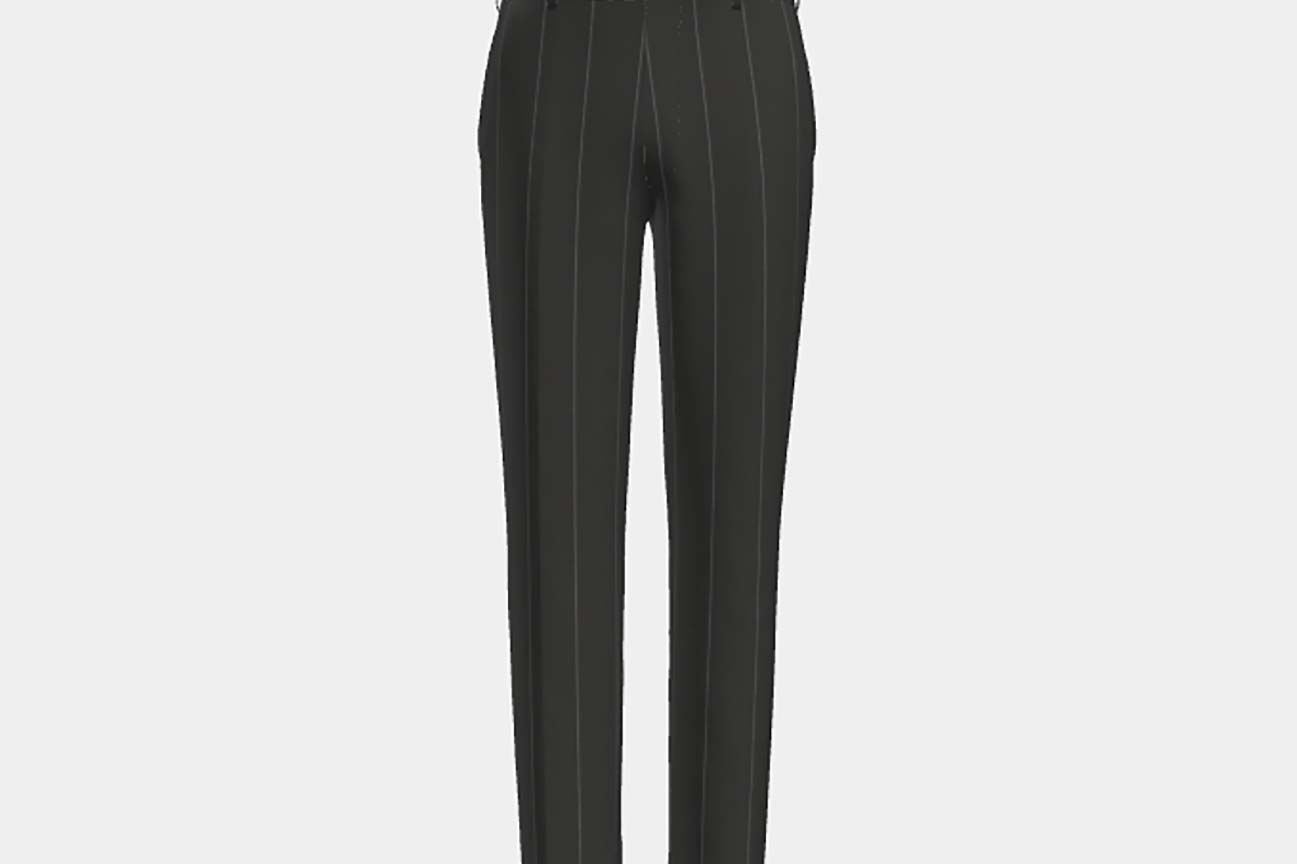 Pantalone su misura lana 130s gessato nero Caccioppoli