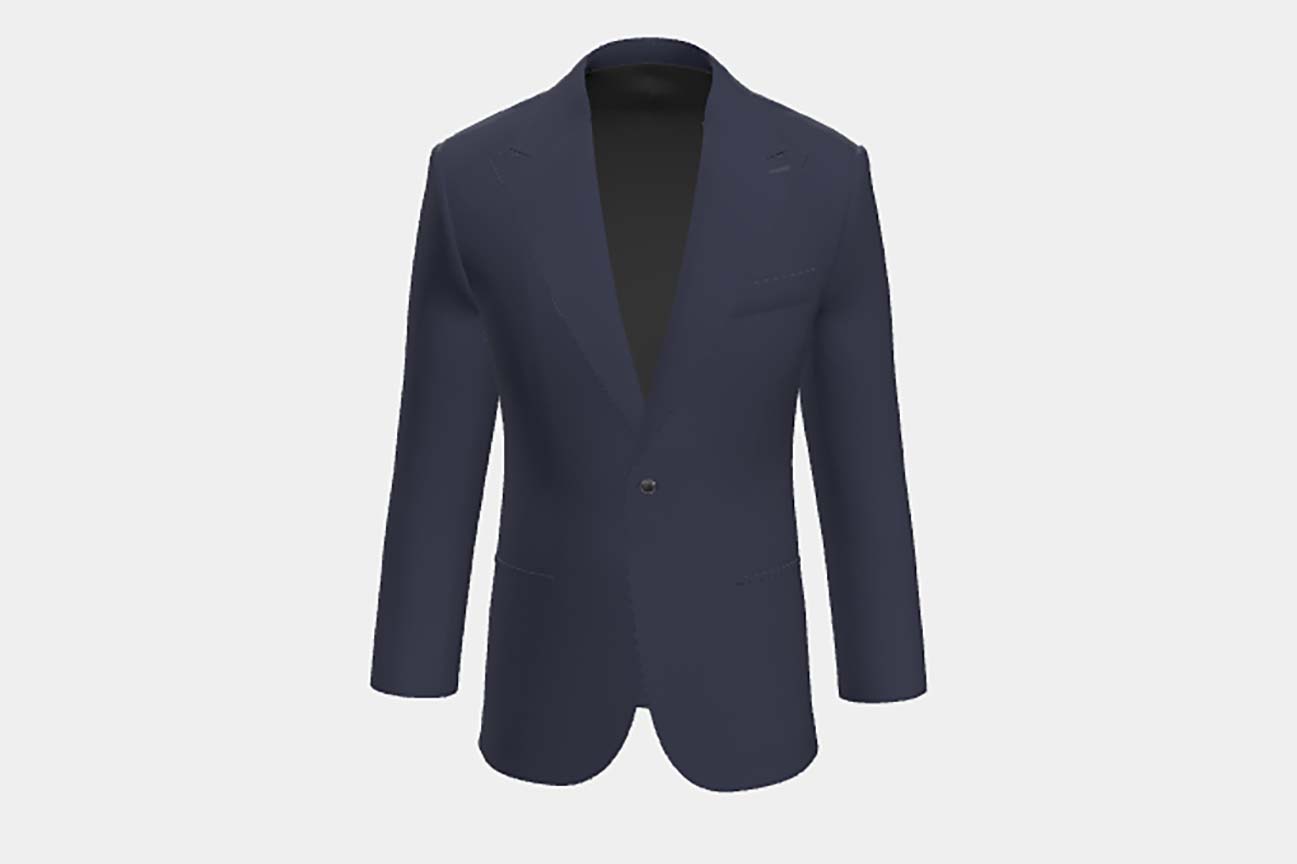 Giacca su misura lana 150s blu Loro Piana