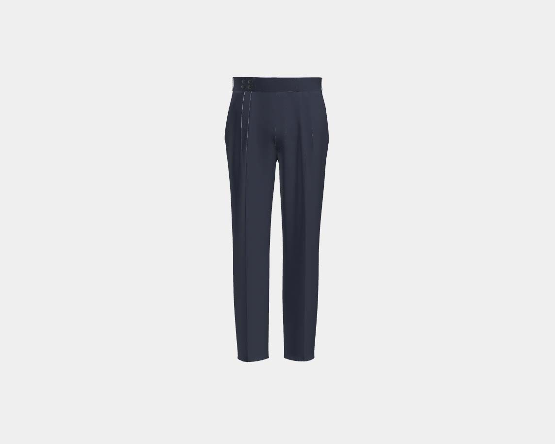 Pantalone con fascia su misura lana 130s gessato blu Caccioppoli
