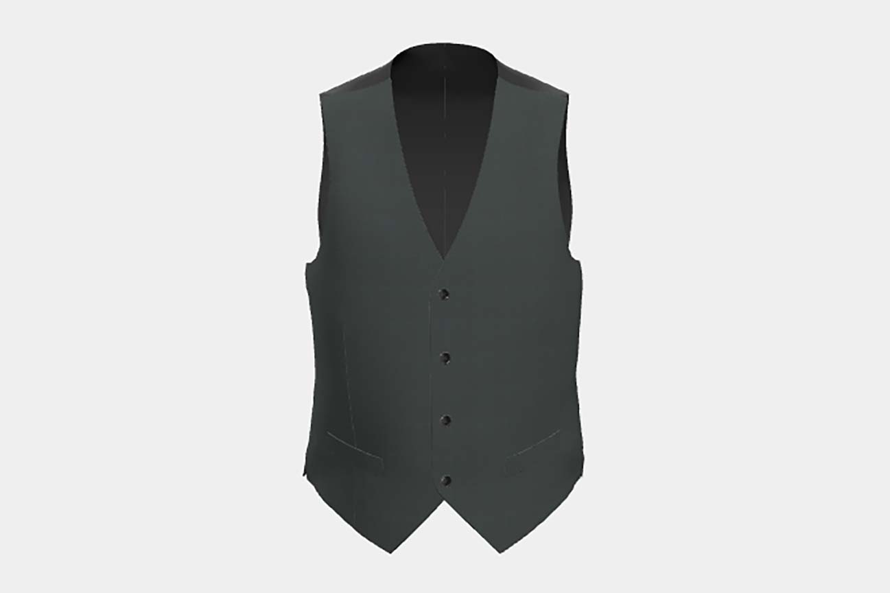 Made-to-measure 130s wool vest with green window Caccioppoli