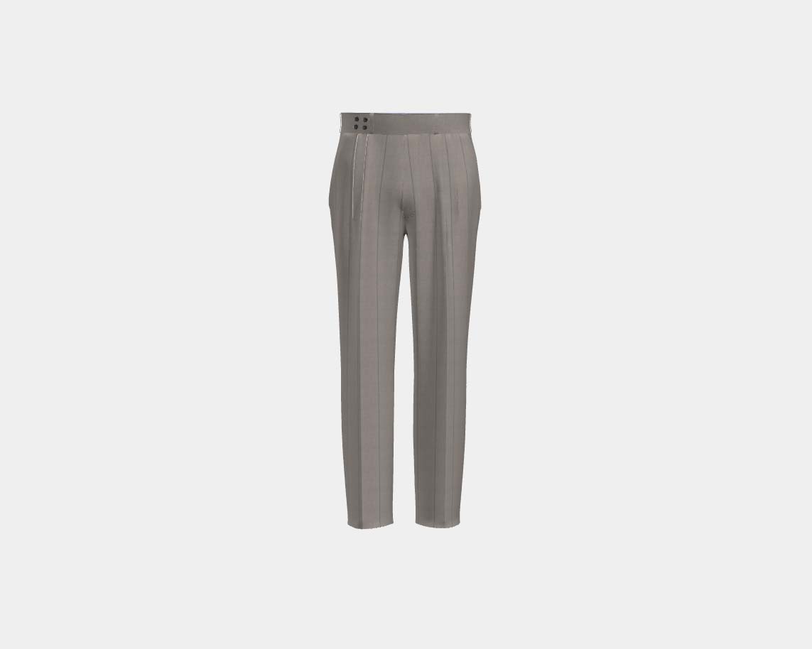 Pantalone con fascia su misura lana 130s gessato beige Caccioppoli