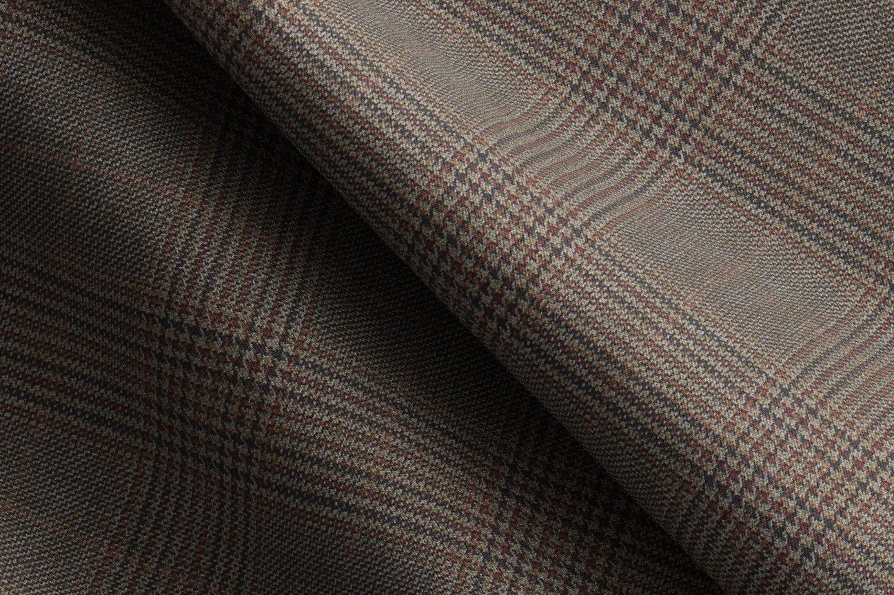 Pantalone su misura lana 130s principe di galles beige Caccioppoli