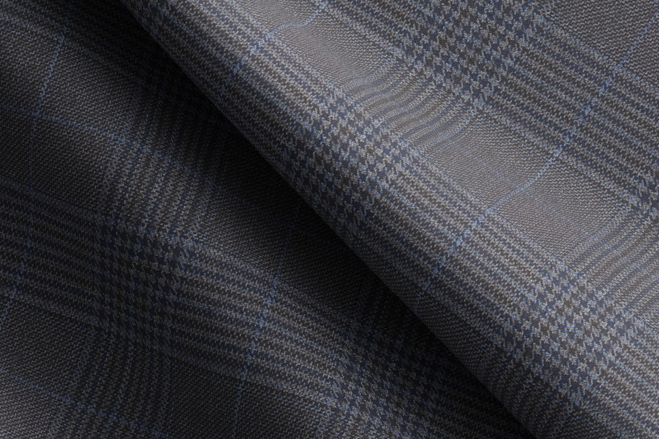 Pantalone su misura lana 130s principe di galles grigio Caccioppoli
