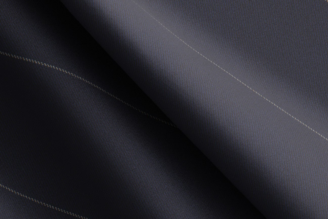 Pantalone con fascia su misura lana 130s gessato blu Caccioppoli