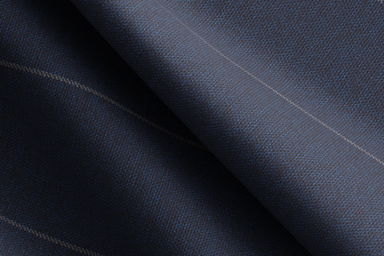 Pantalone con fascia su misura lana 130s gessato blu Caccioppoli
