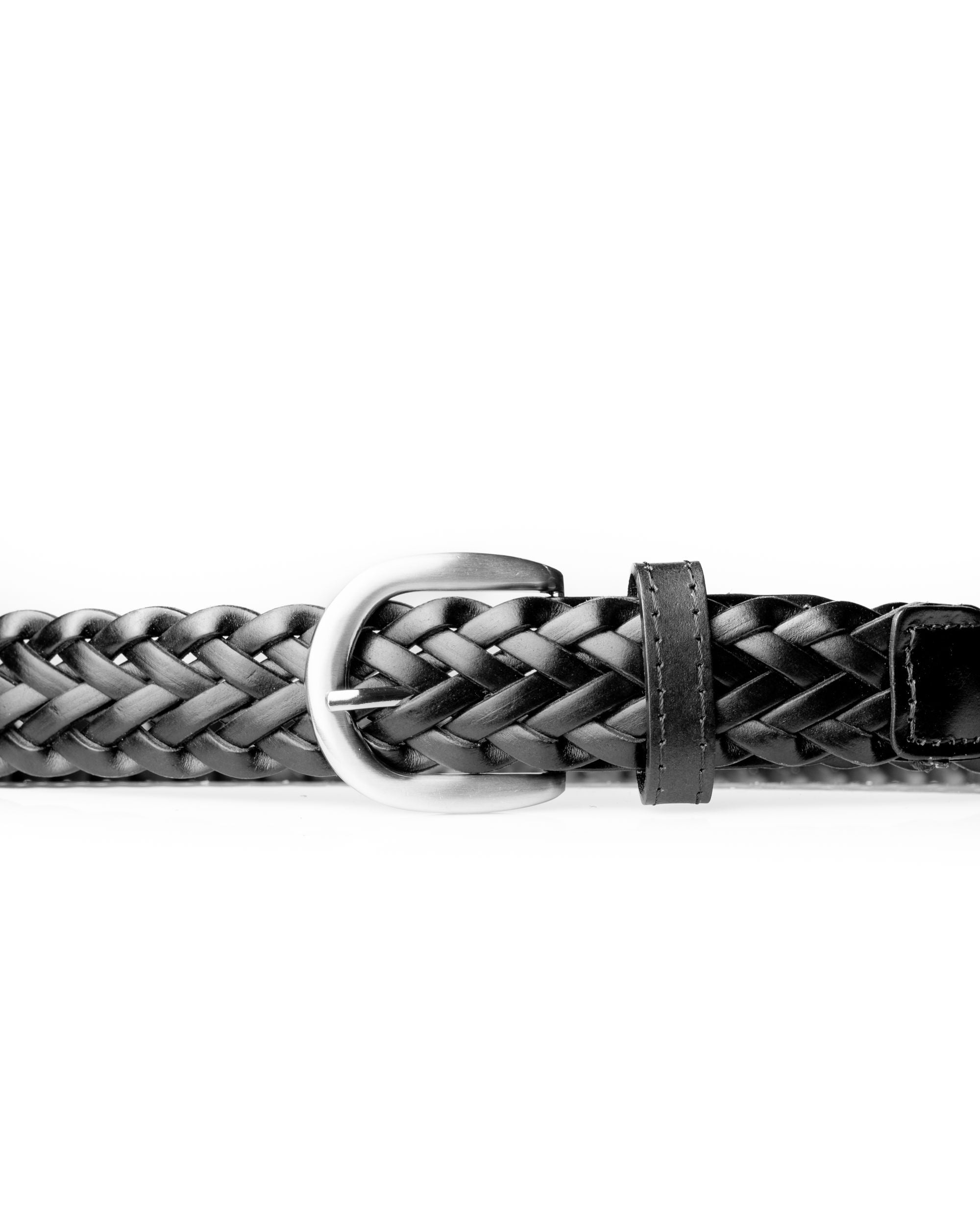 CINTURA IN PELLE INTRECCIATA NERA