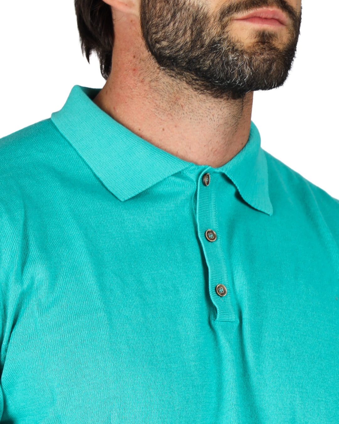 ROGER - WATER GREEN KNITTED POLO SHIRT