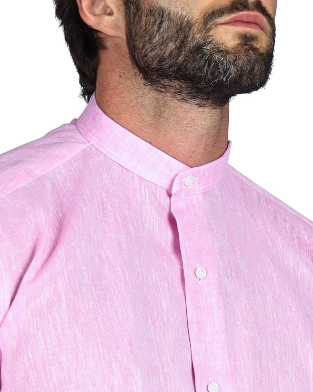 Positano - Camicia coreana rosa in lino