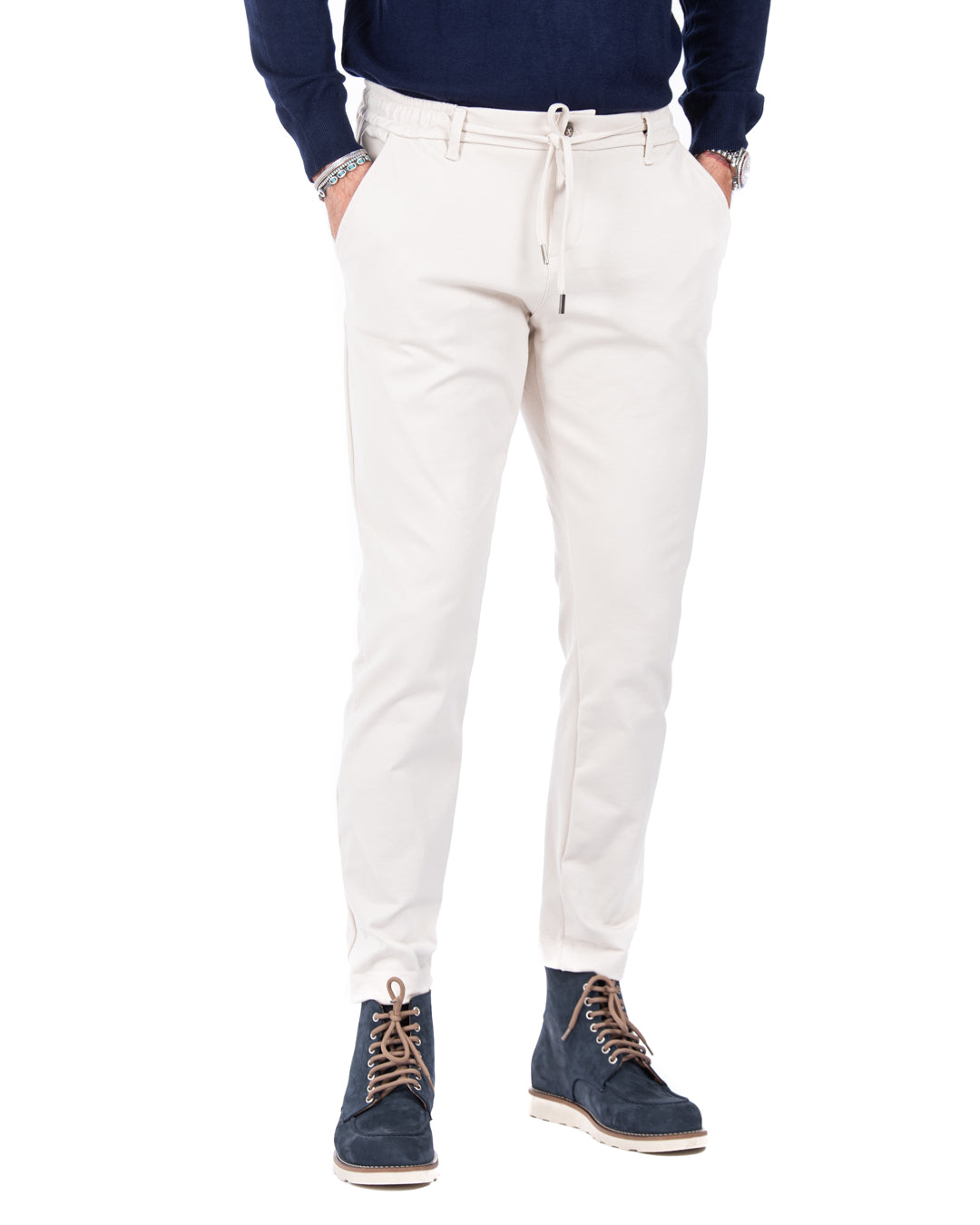 Mustang - cream milan stitch trousers