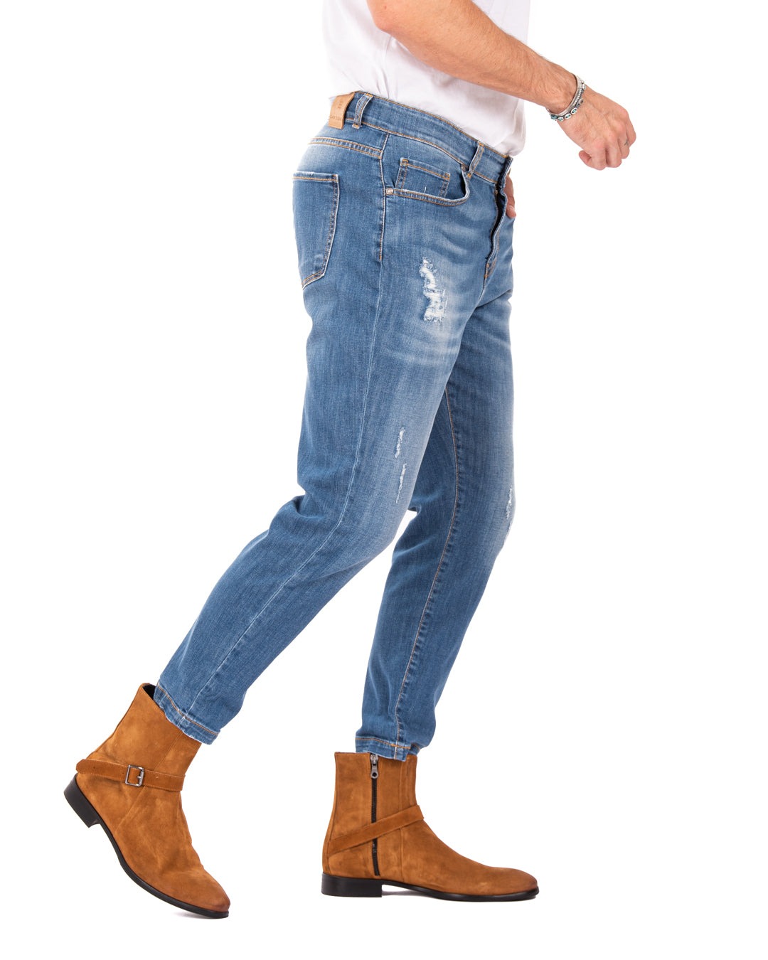 Main - jean skinny classique délavé clair
