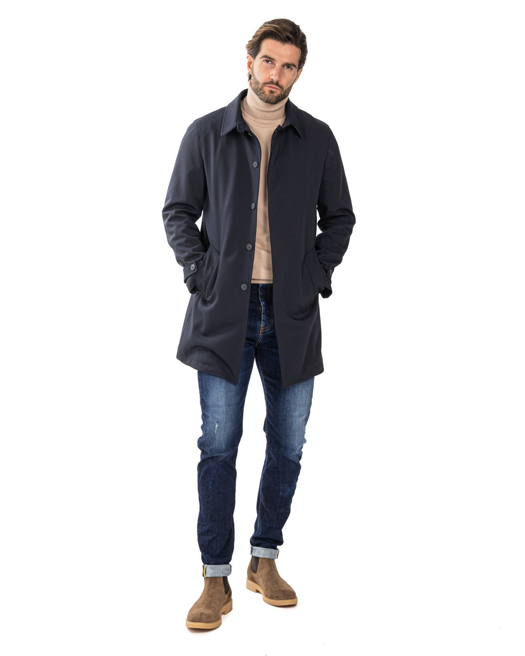 Tyler - blue technical trench coat