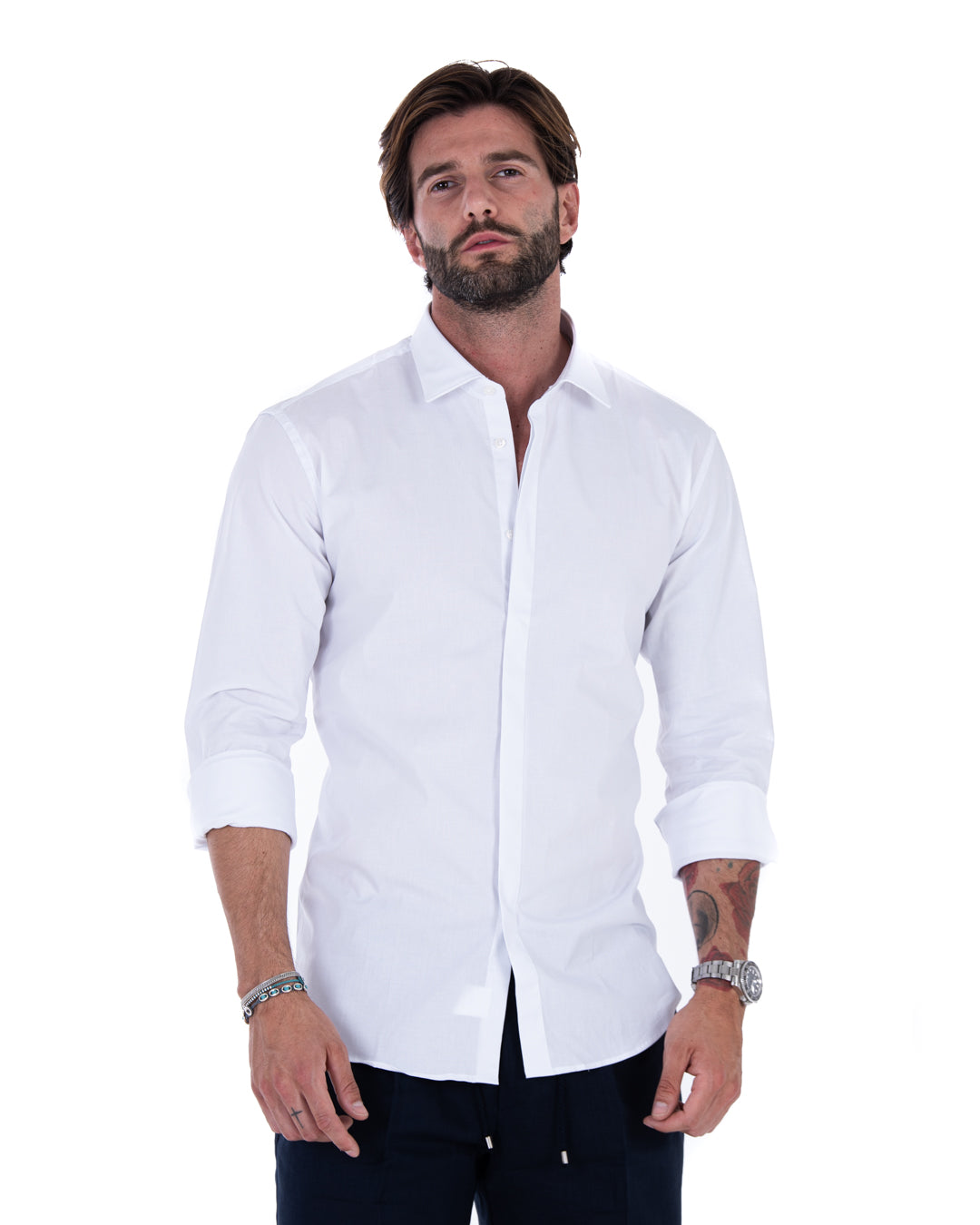 Shirt - classic white basic in cotton