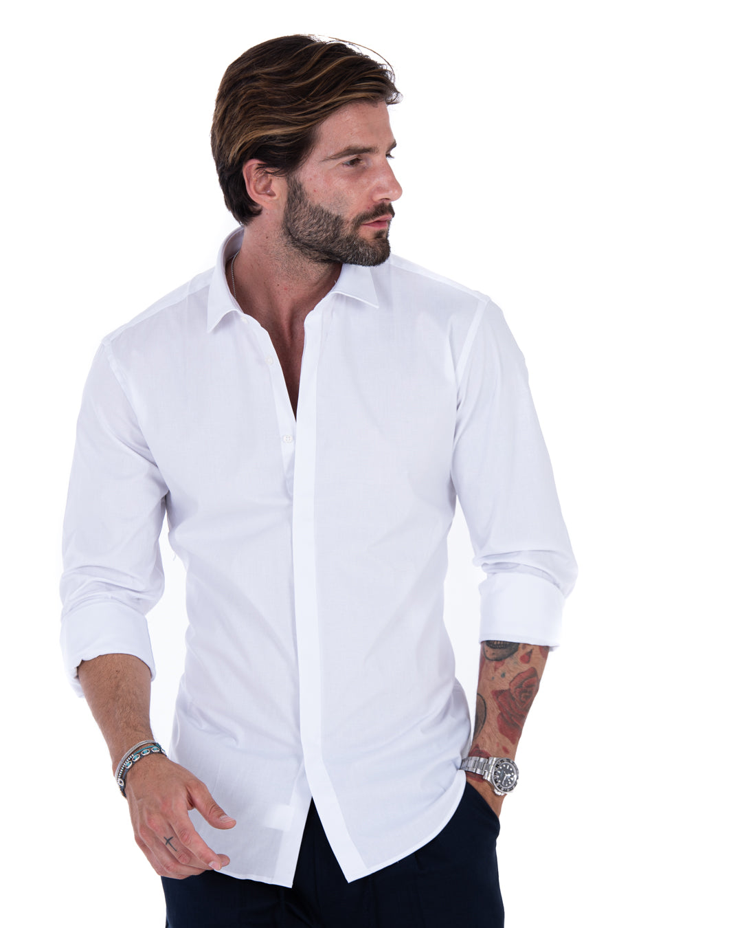 Shirt - classic white basic in cotton