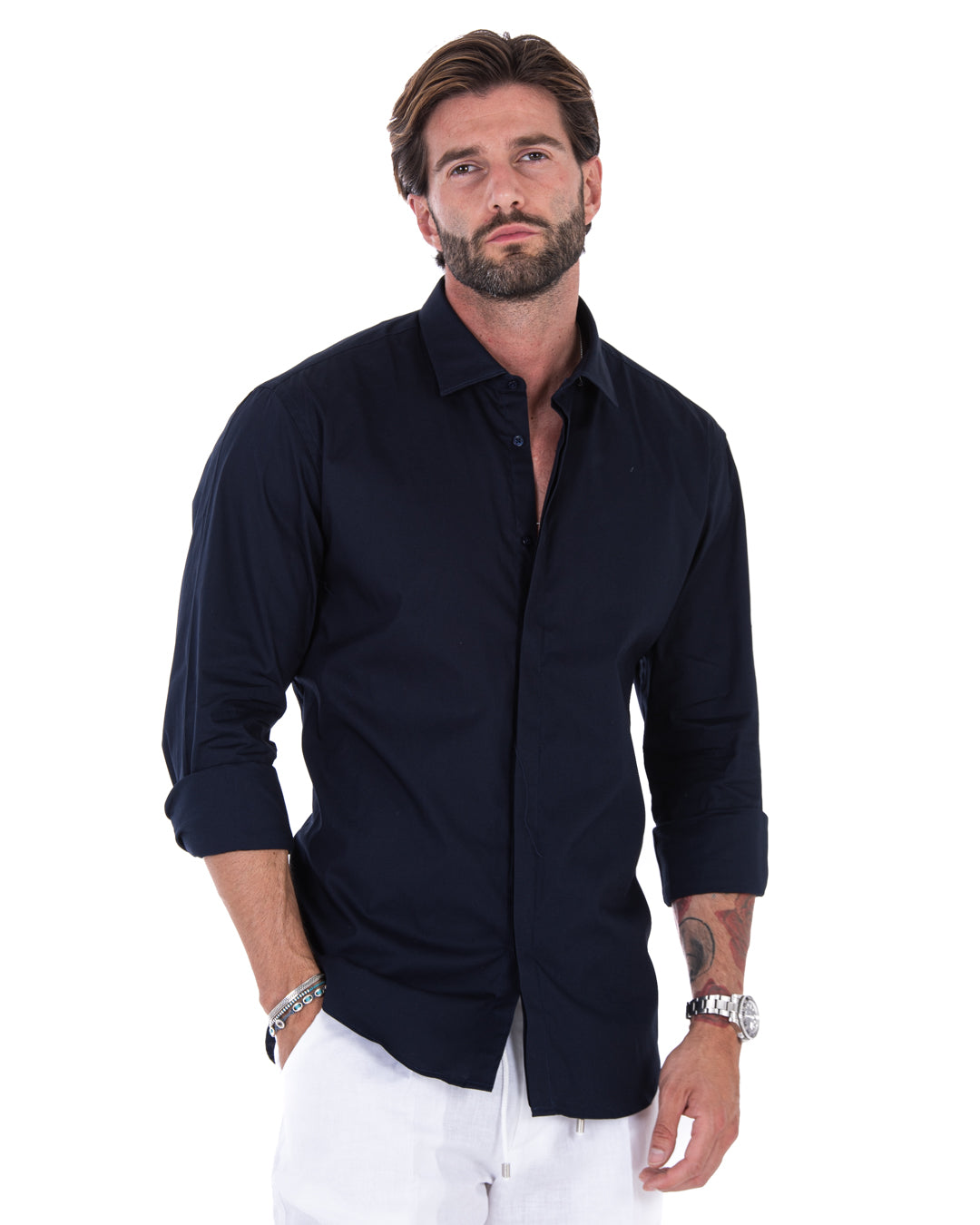 Camicia - basic classica blu in cotone