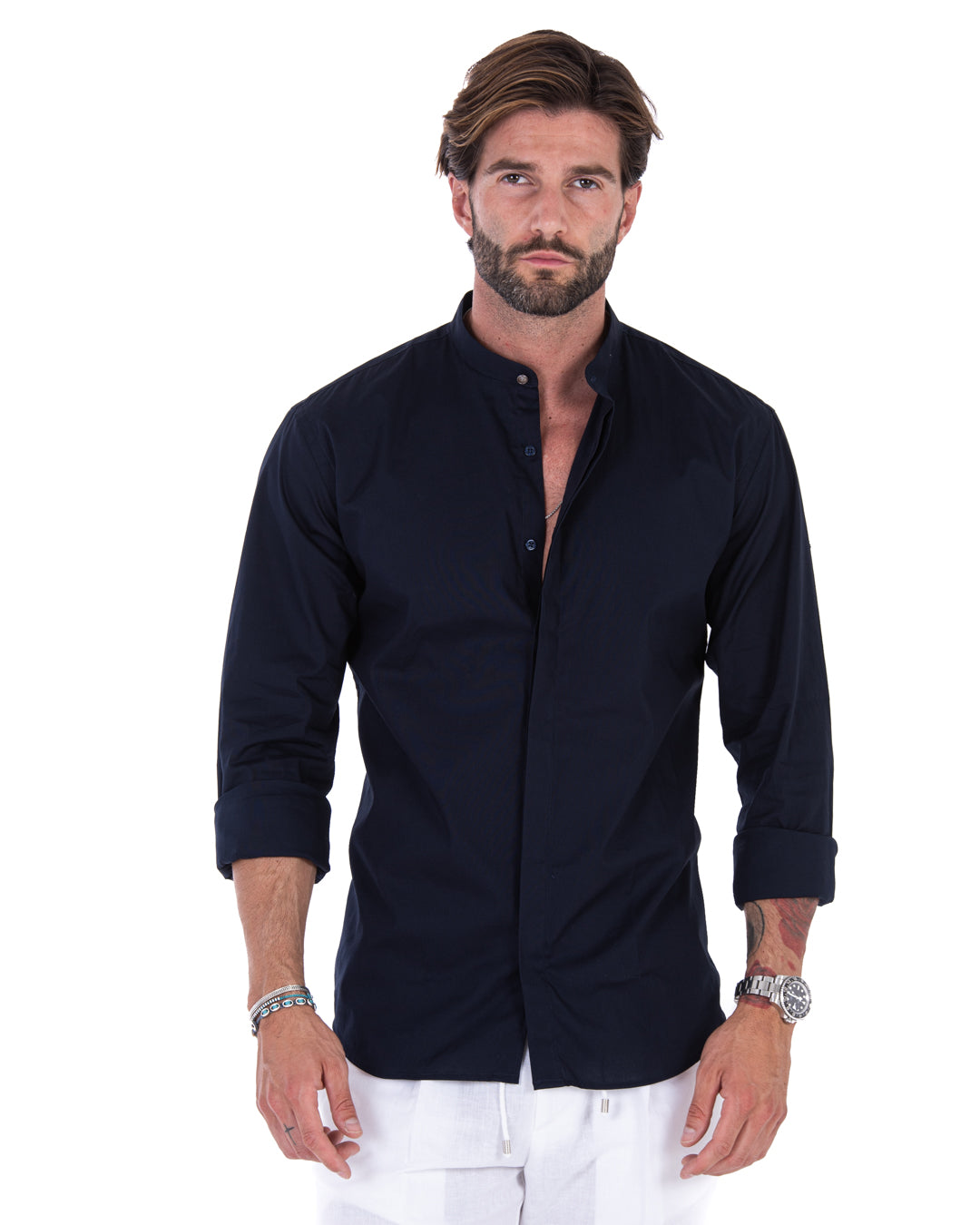 Shirt - basic blue Korean cotton