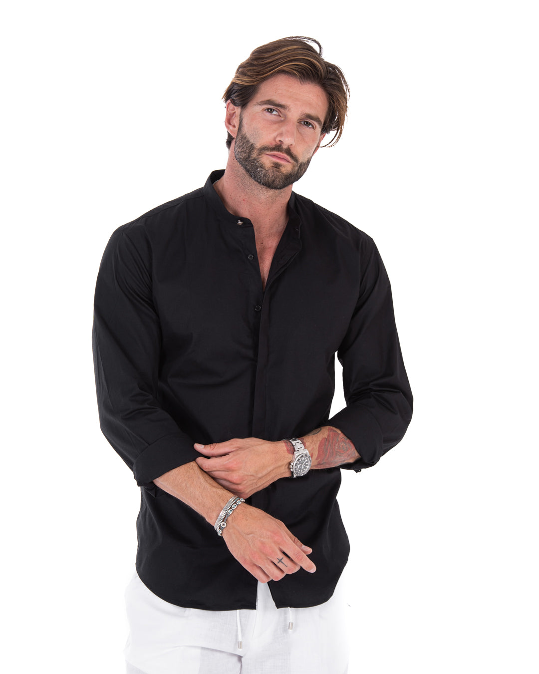 Shirt - basic black Korean cotton