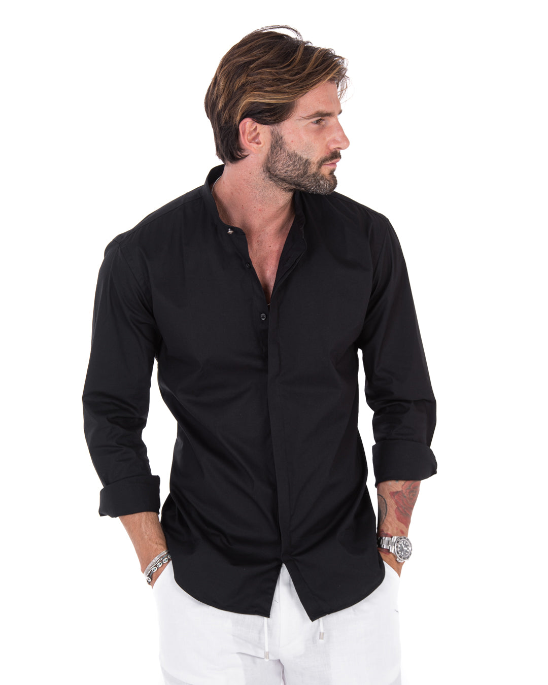Shirt - basic black Korean cotton