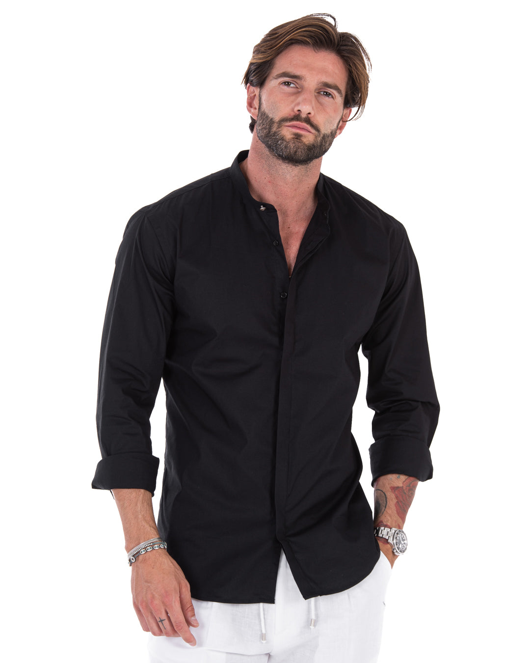 Shirt - basic black Korean cotton