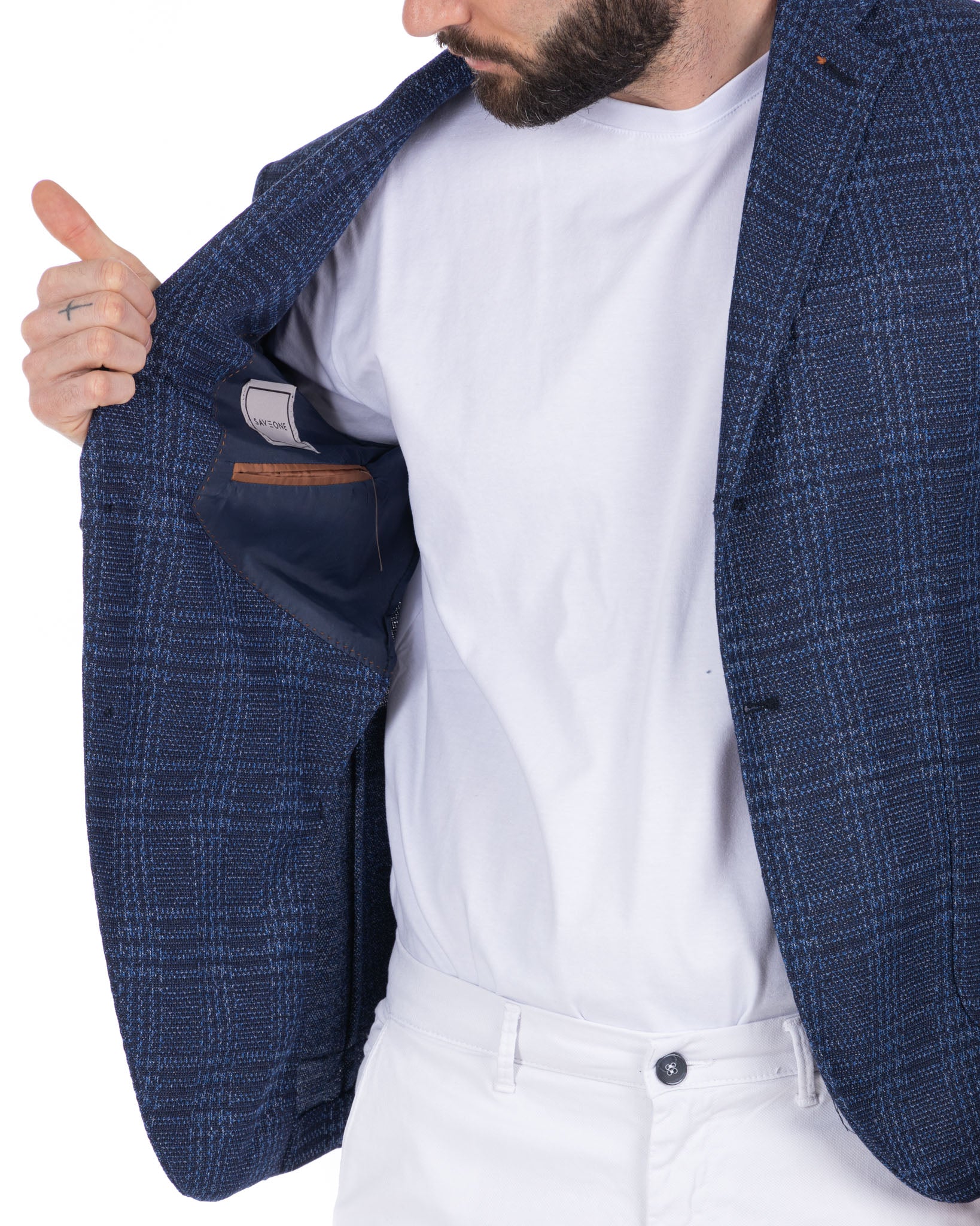 Alliste - blue square single-breasted jacket