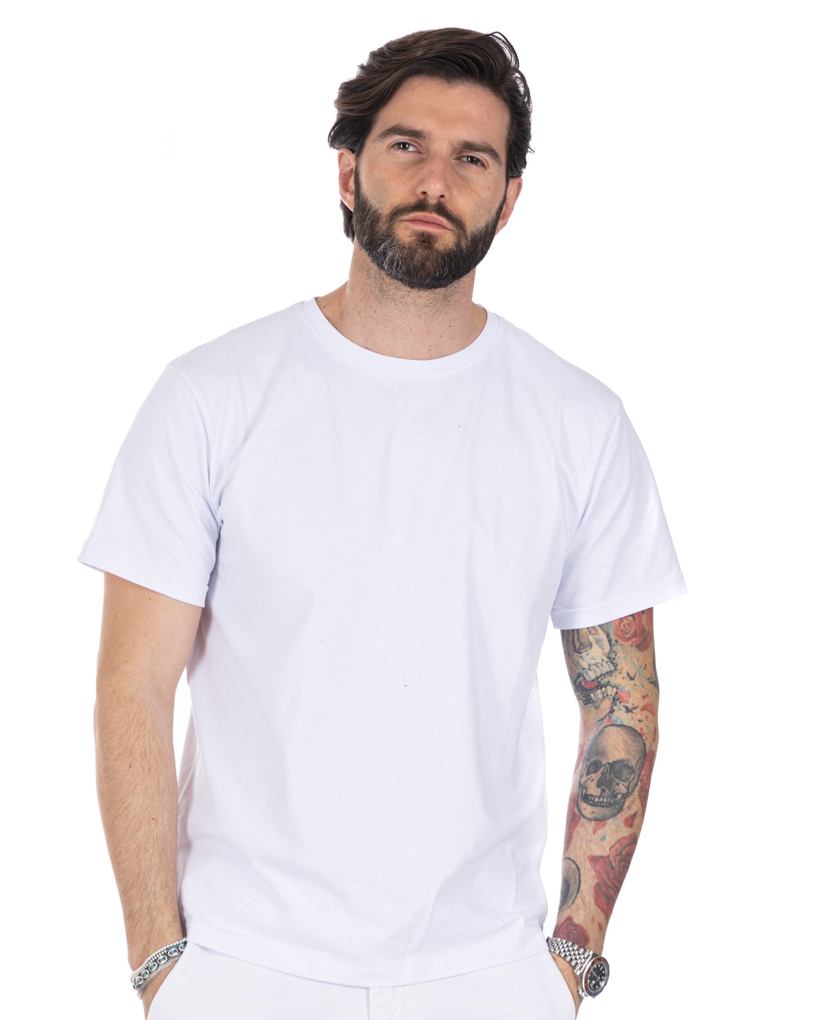 Harry - t-shirt bianca in cotone stretch