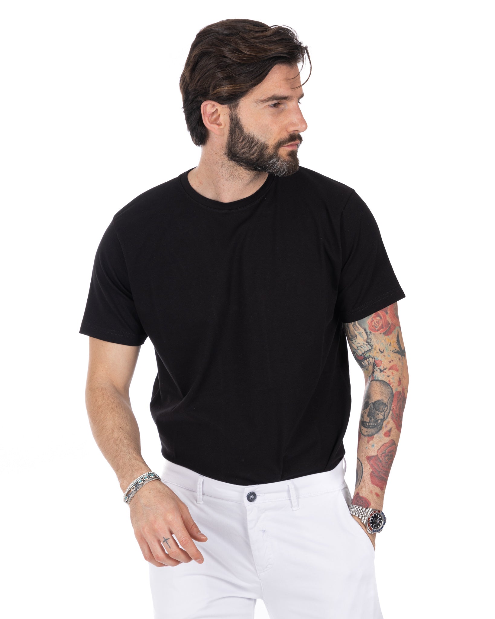 Harry - t-shirt nera in cotone stretch