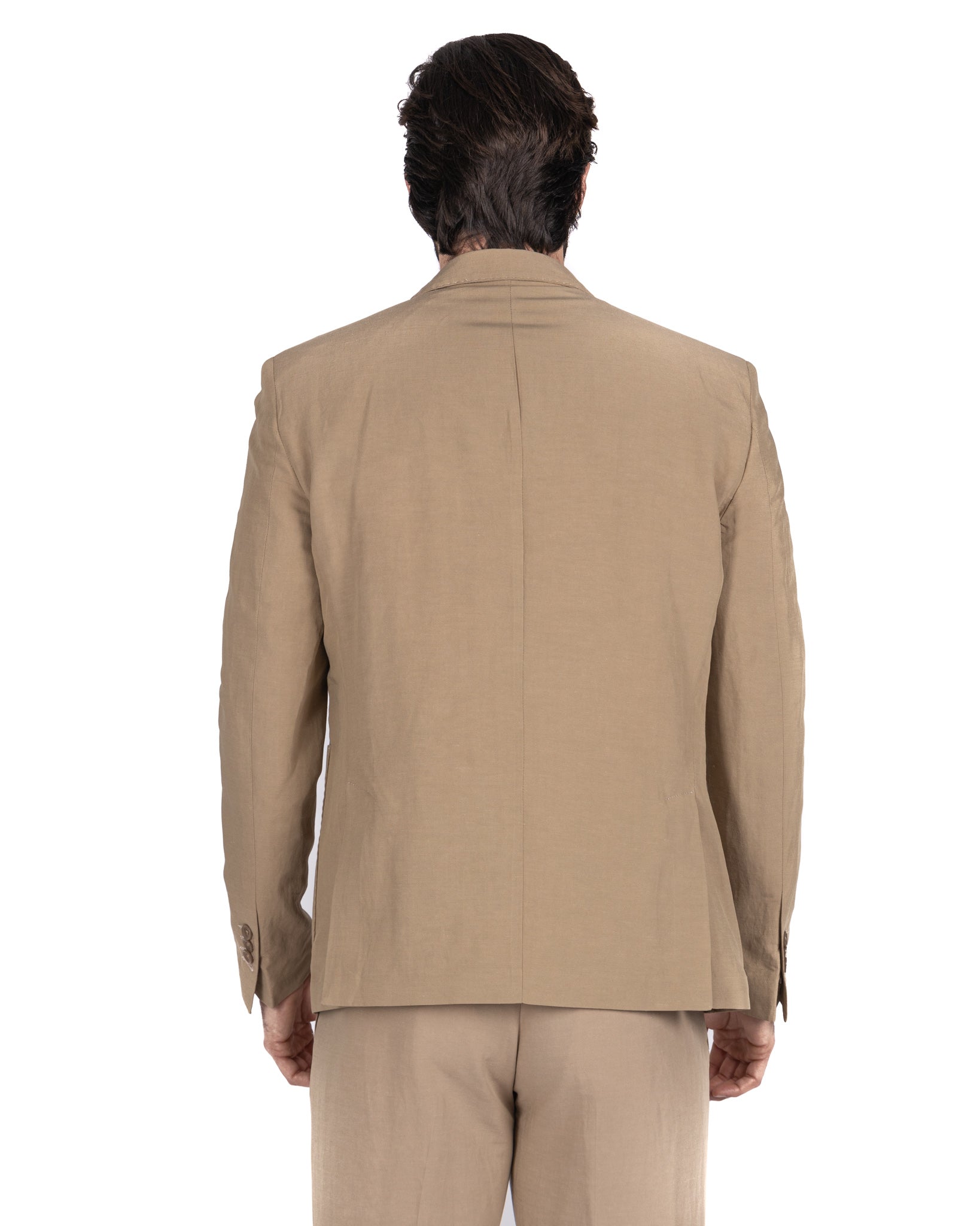 Ventotene - camel single-breasted linen suit