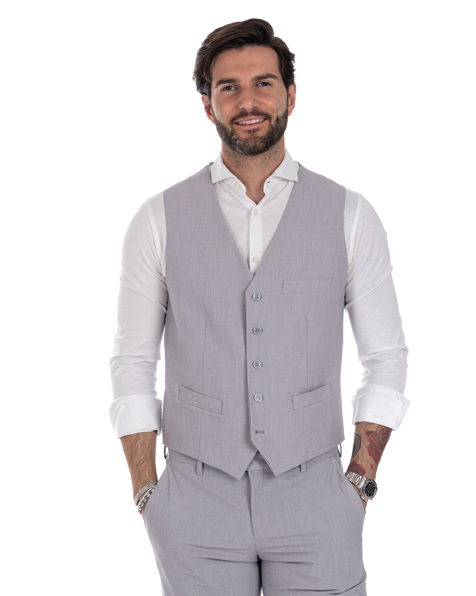 Dresden - light gray single-breasted waistcoat