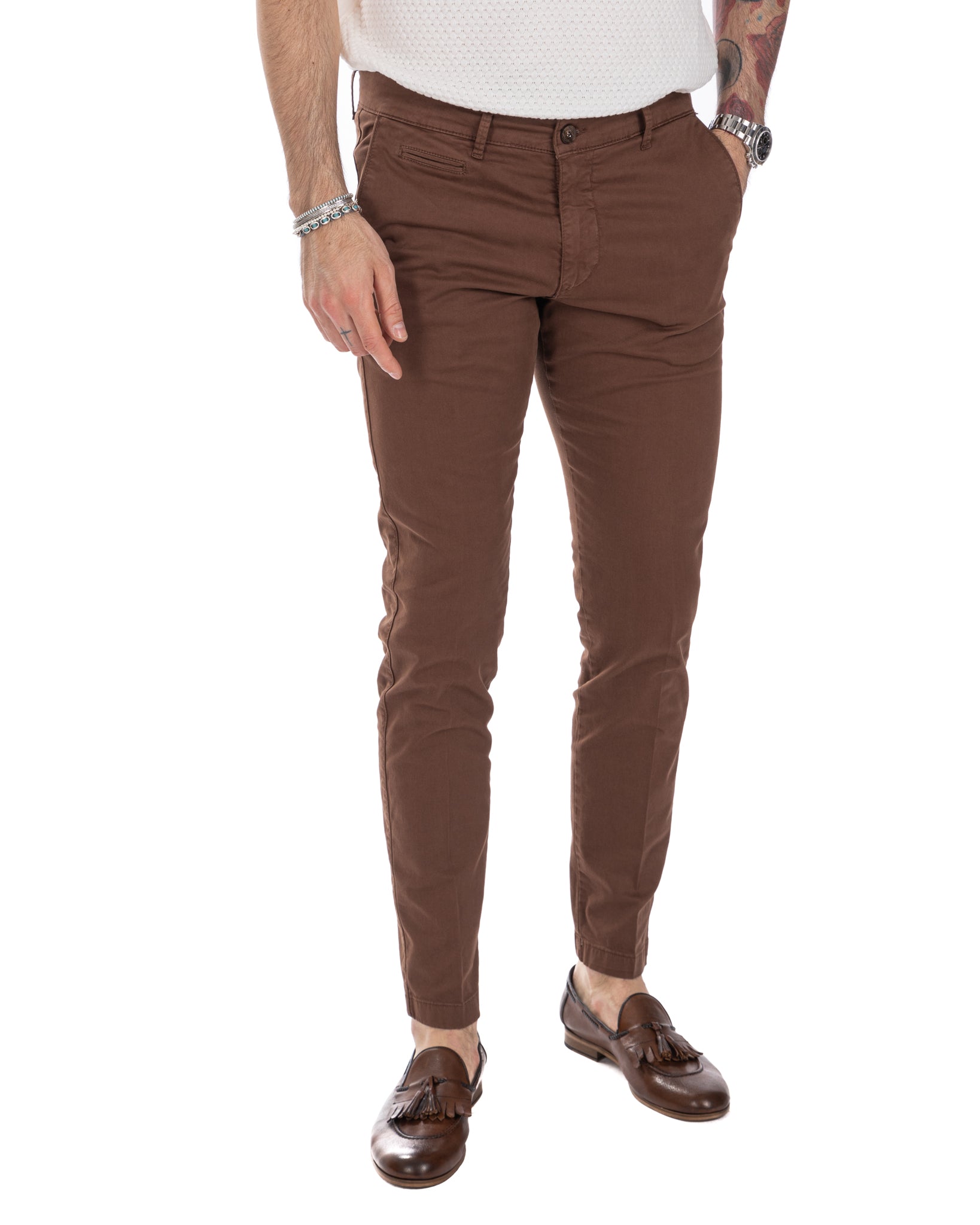 Frank - pantalon marron basique