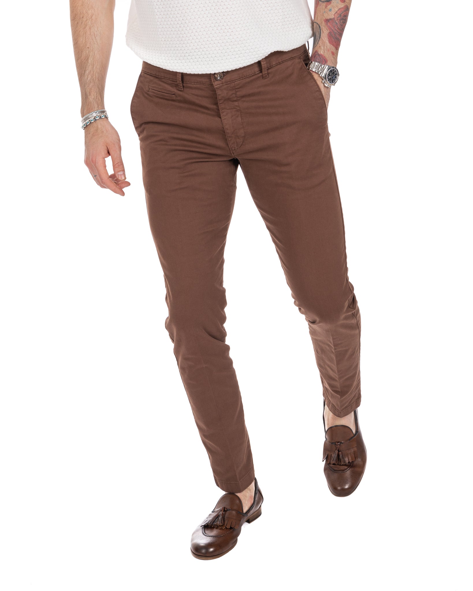 Frank - pantalone basic marrone