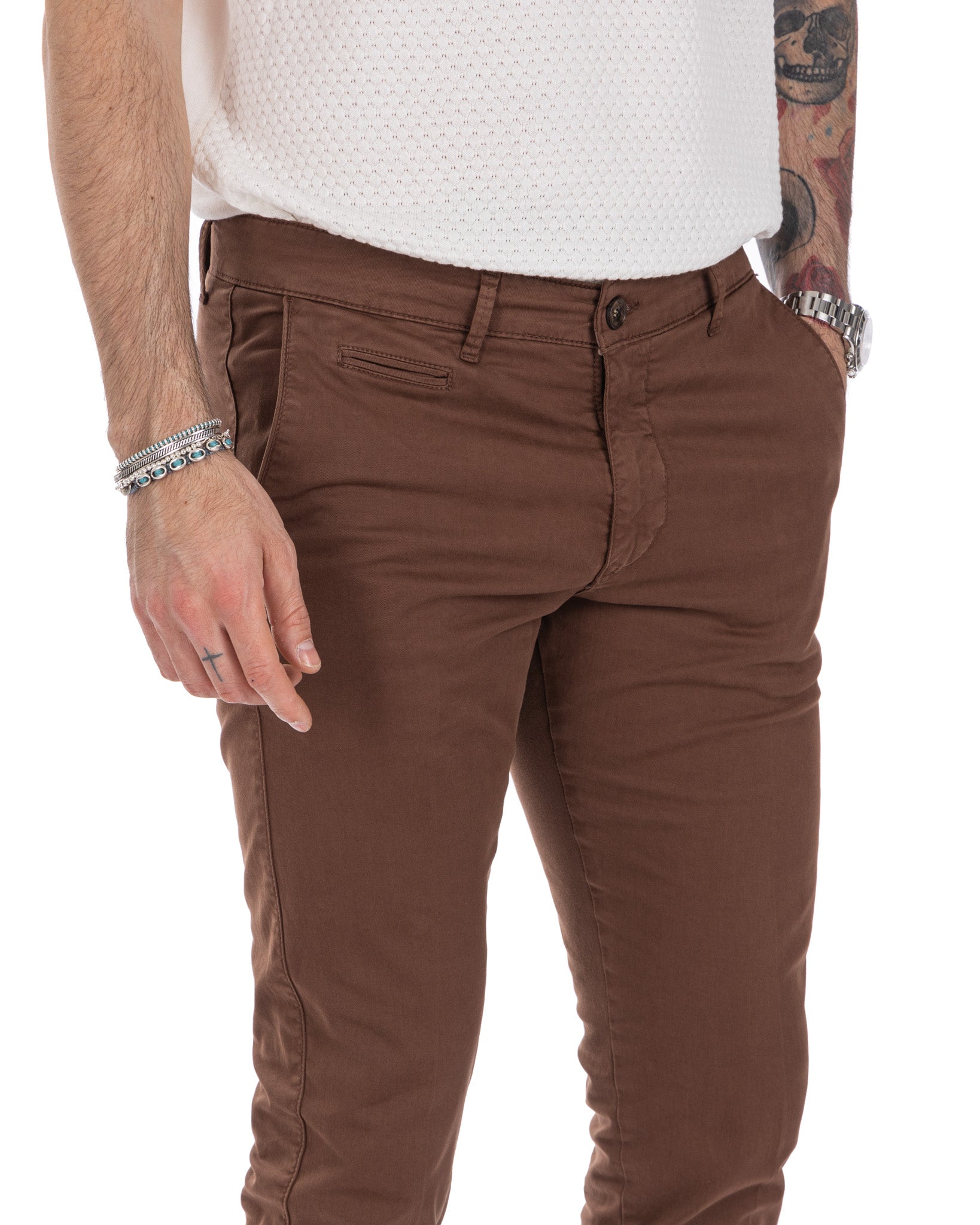 Frank - pantalone basic marrone