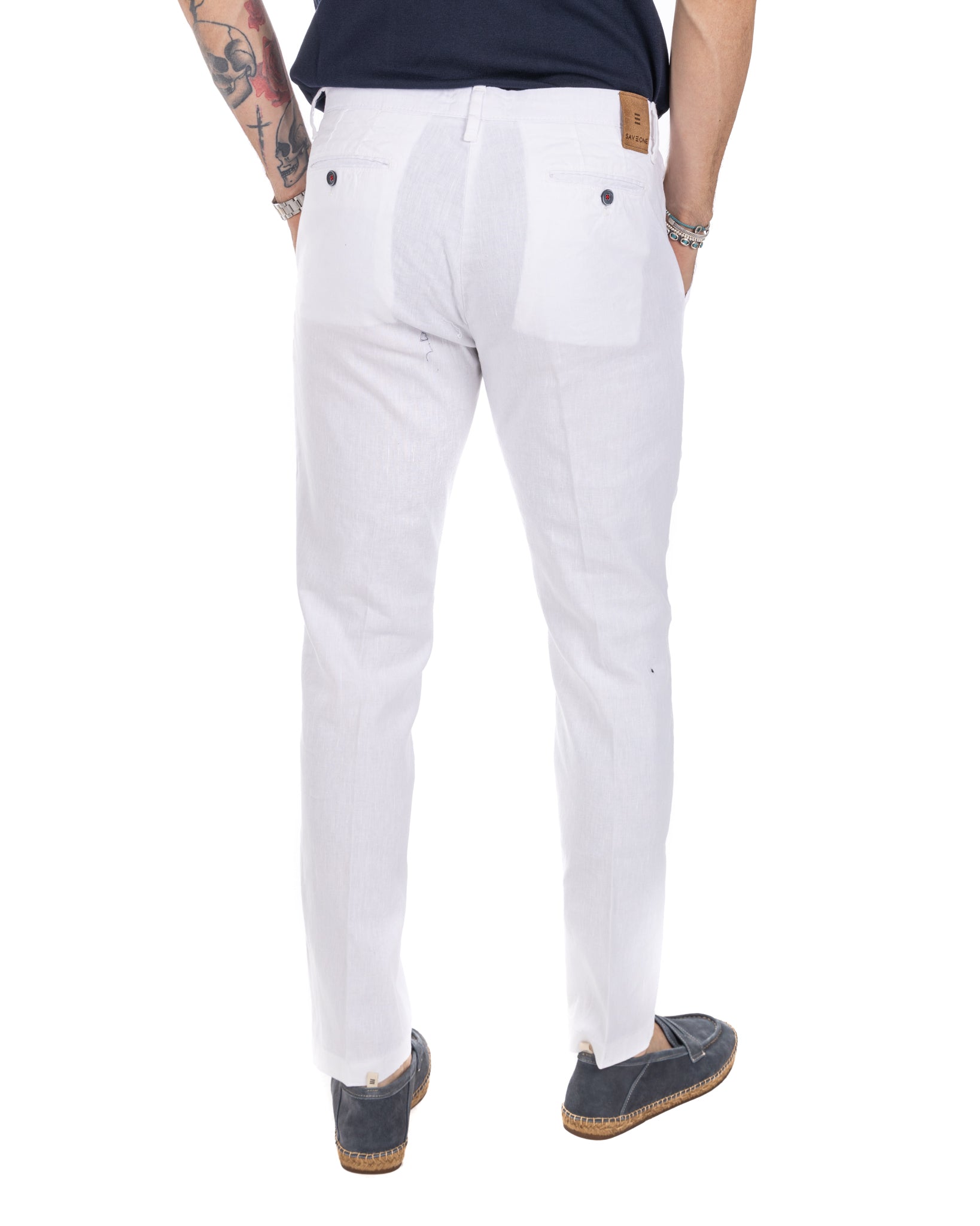 Didier - white stretch linen trousers