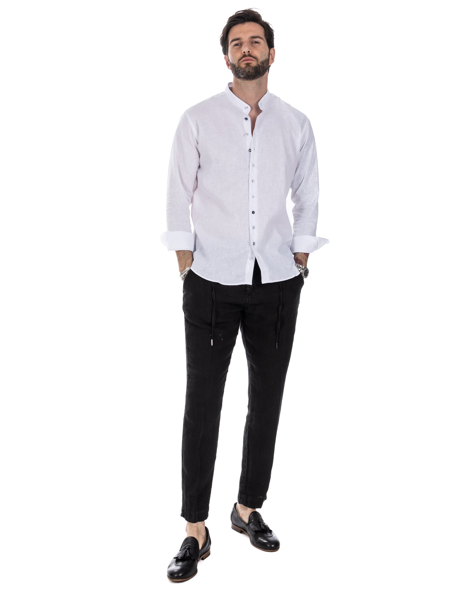 Gustave - pantalon en pur lin noir