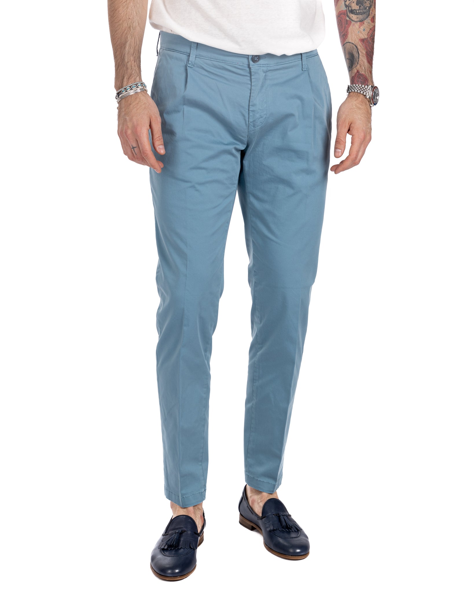 Miles - trousers with teal pleats
