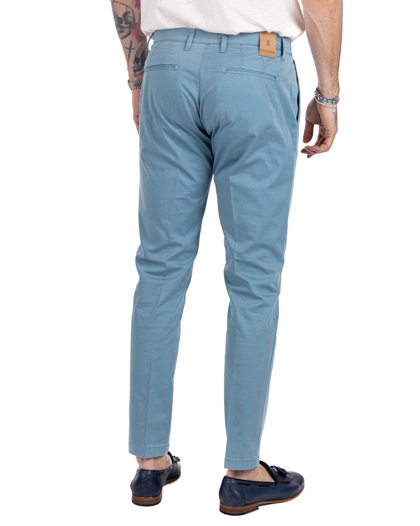Miles - pantalone con pinces azzurro