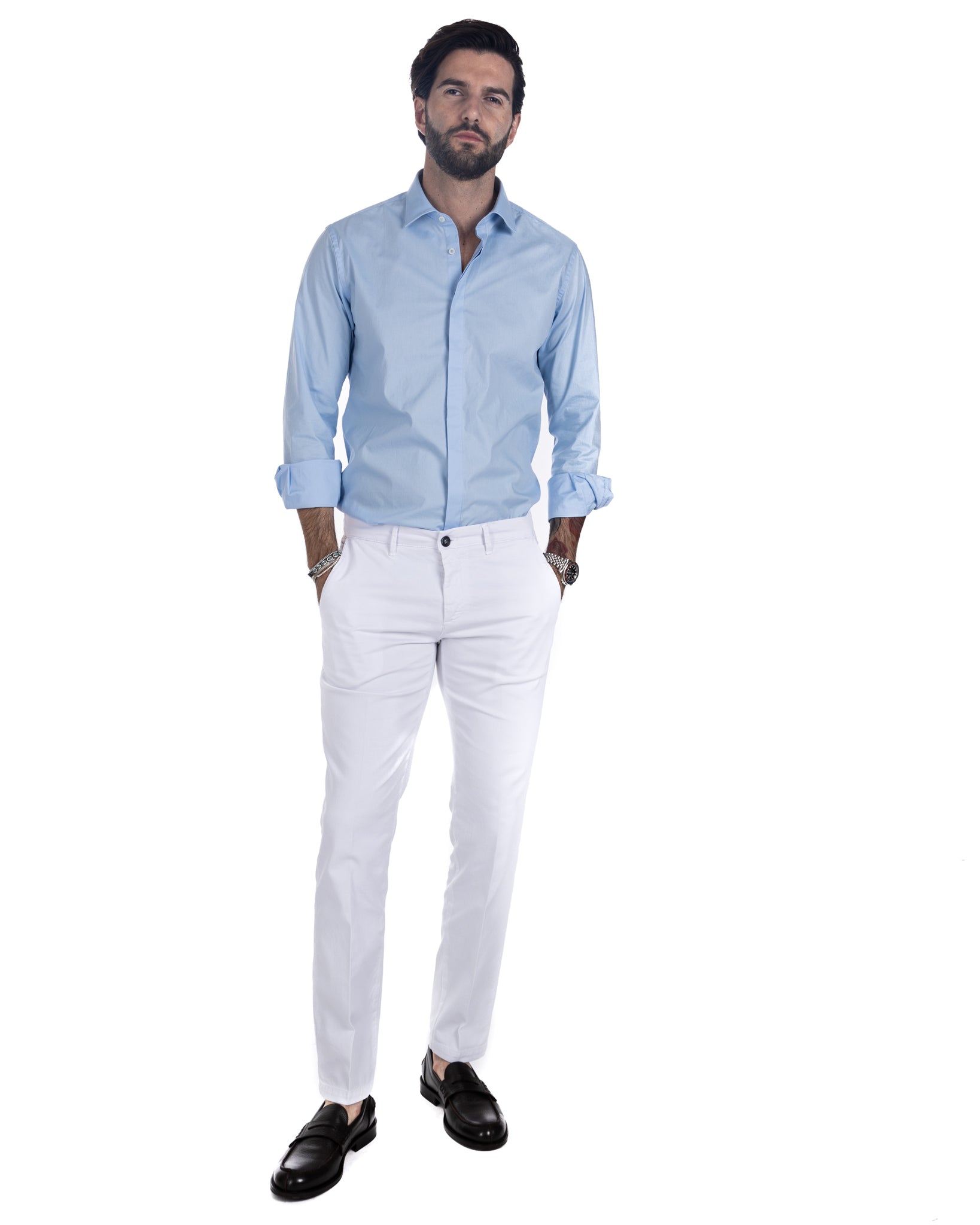 Shirt - classic light blue basic in cotton