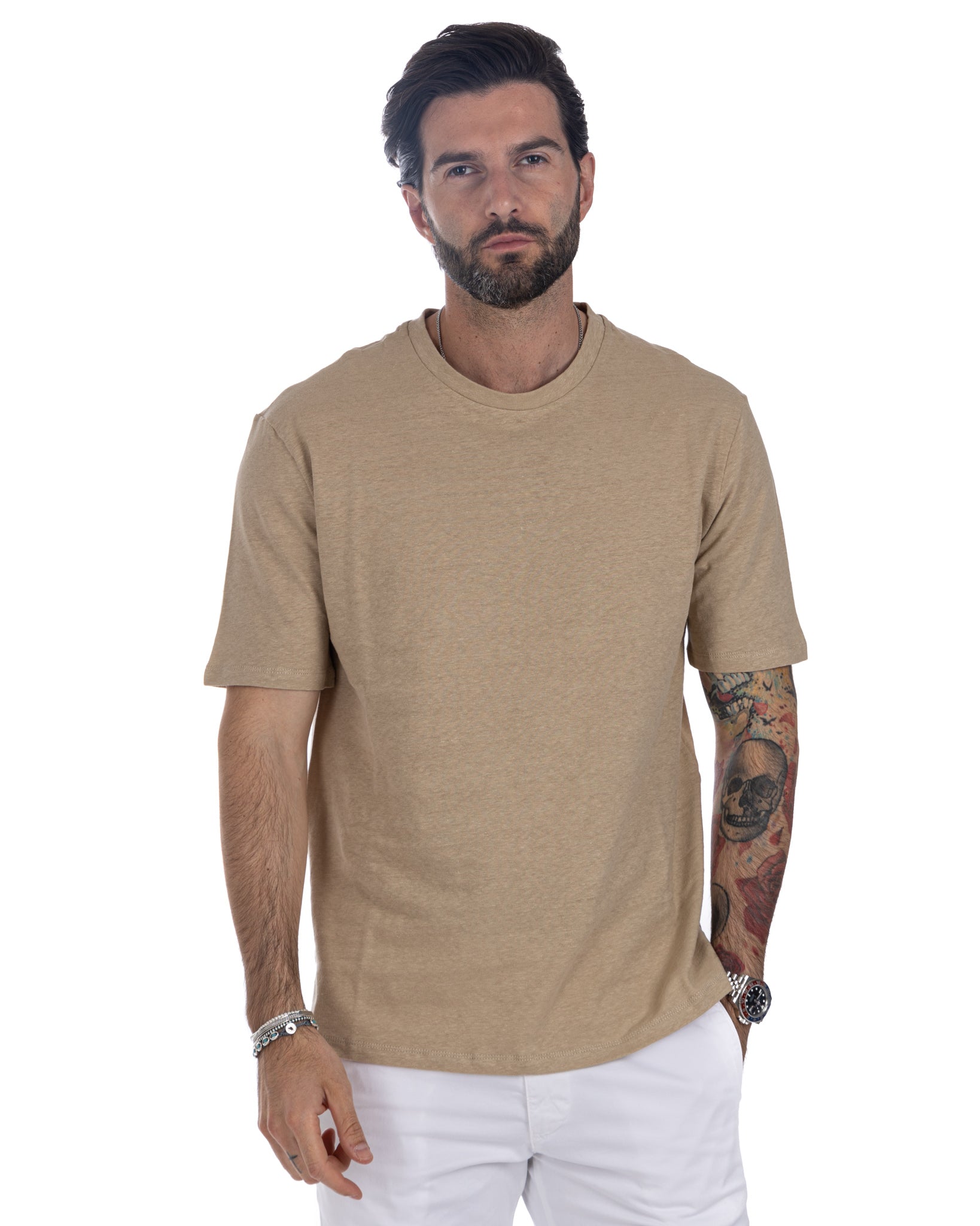 Favignana - beige linen t-shirt