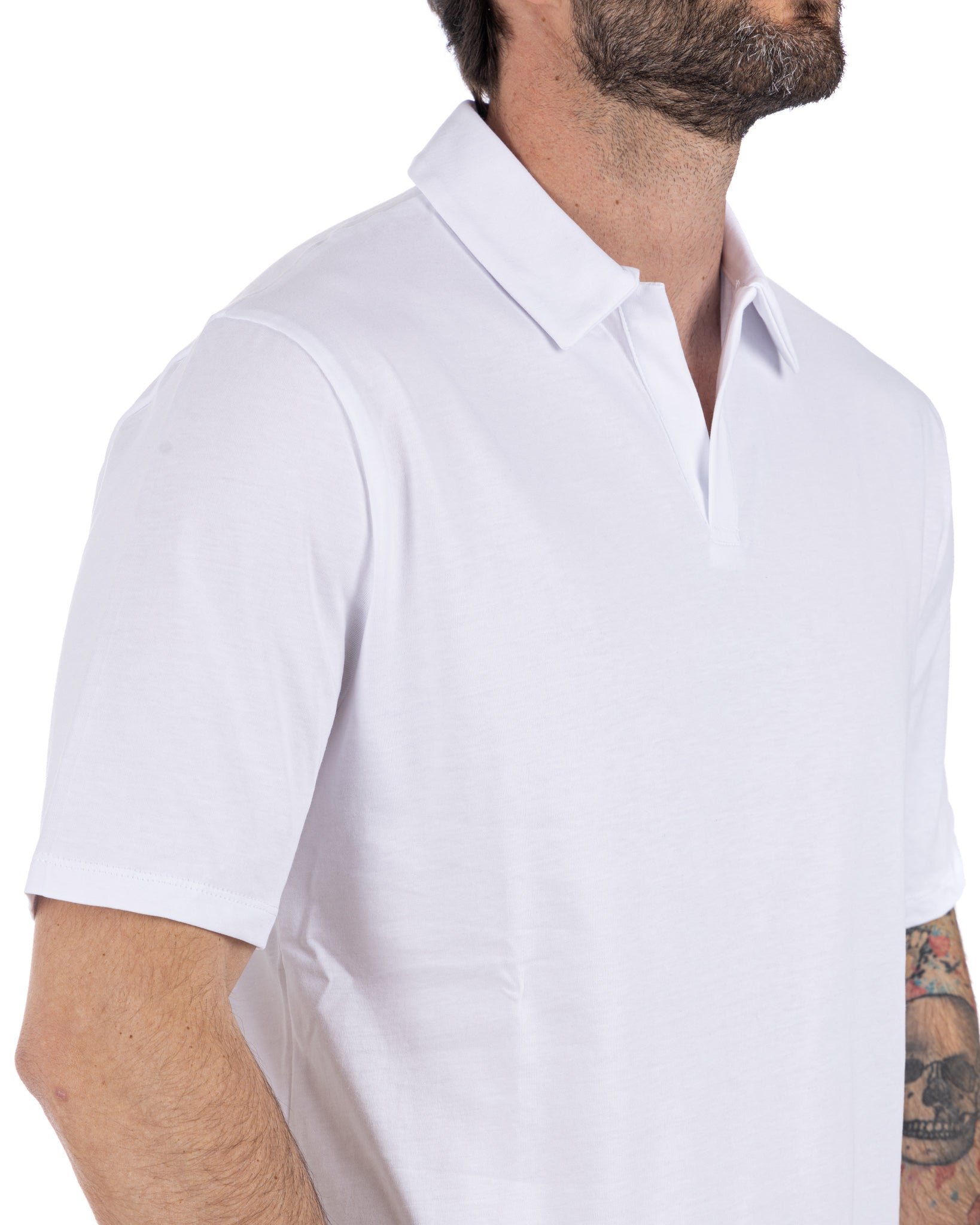 Drew - basic white cotton polo shirt