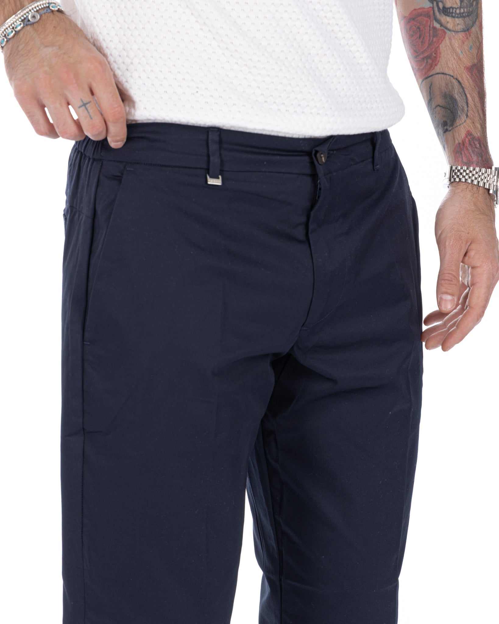 Elder - blue capri trousers in summer cotton