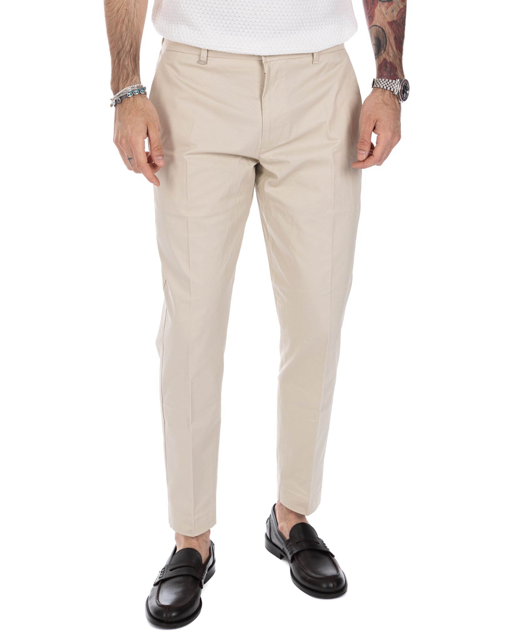 Elder - beige capri trousers in summer cotton