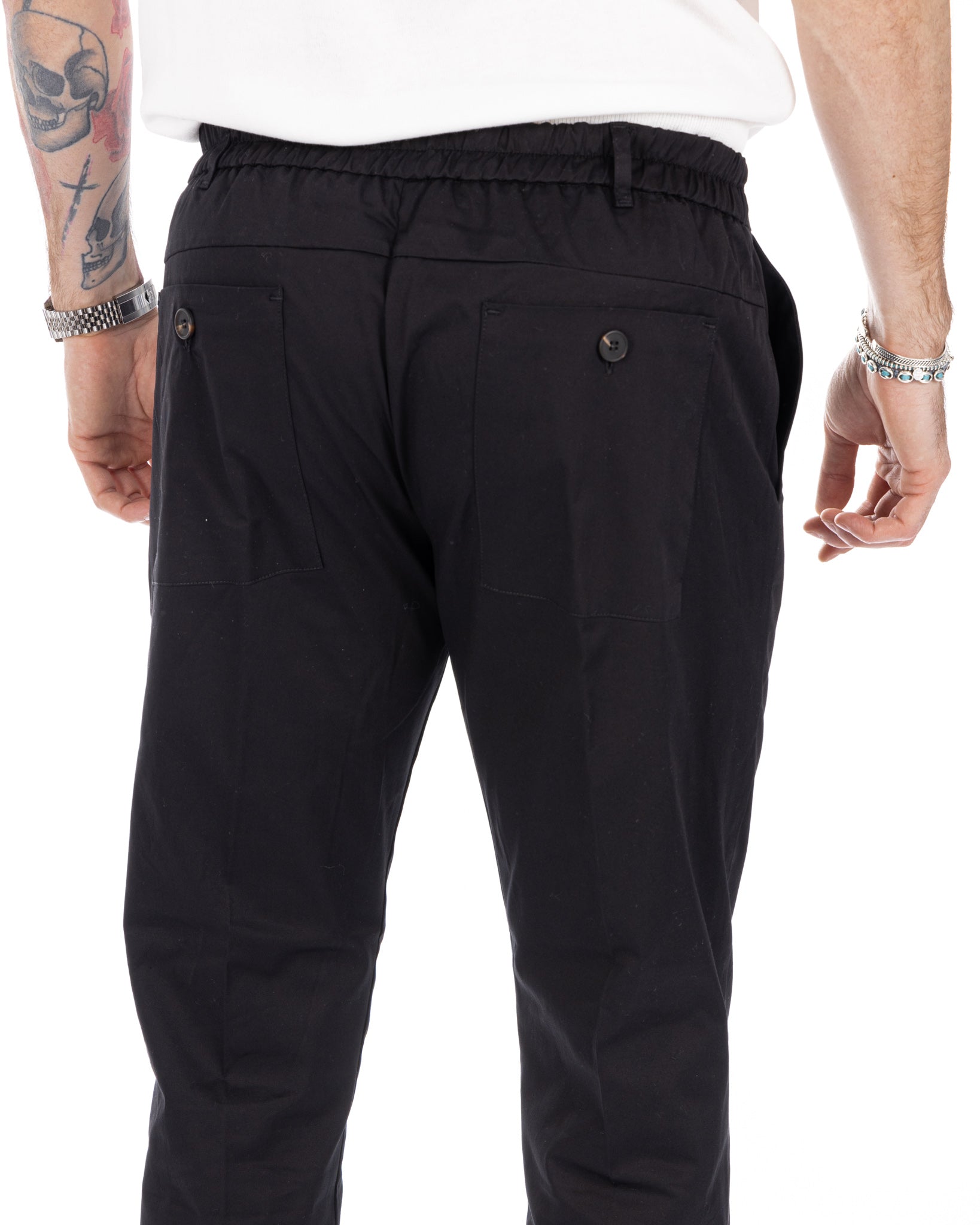 Elder - pantalone capri nero in cotone estivo