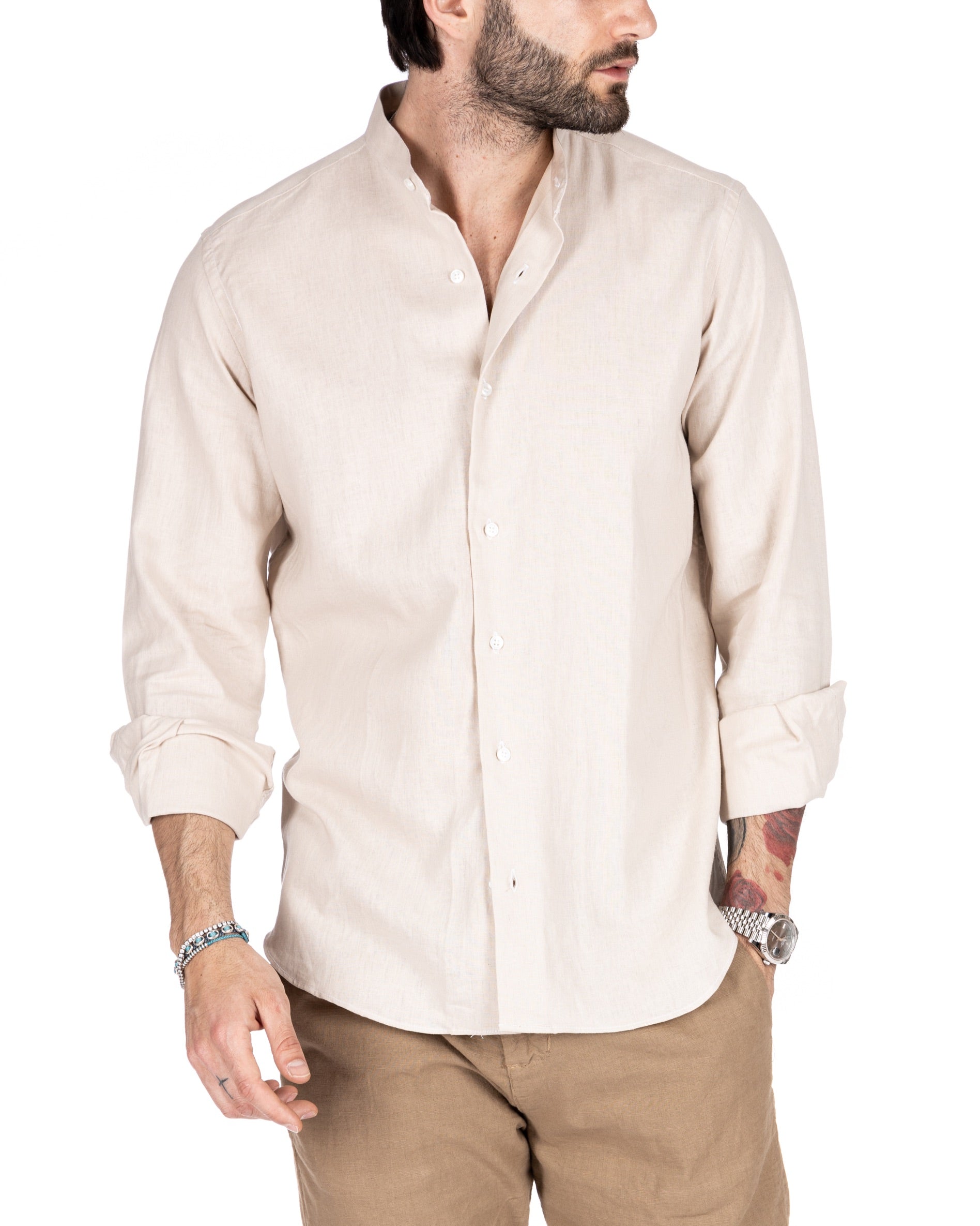 Positano - Beige Korean linen shirt